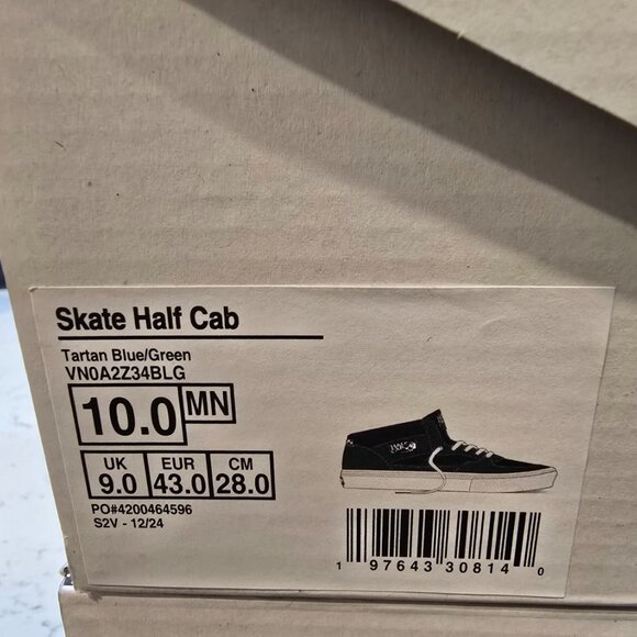 VANS SKATE HALF CAB SHOE Tartan Blue / Green VN0A2Z34BLG MENS SIZE 10 NEW - Picture 9 of 13